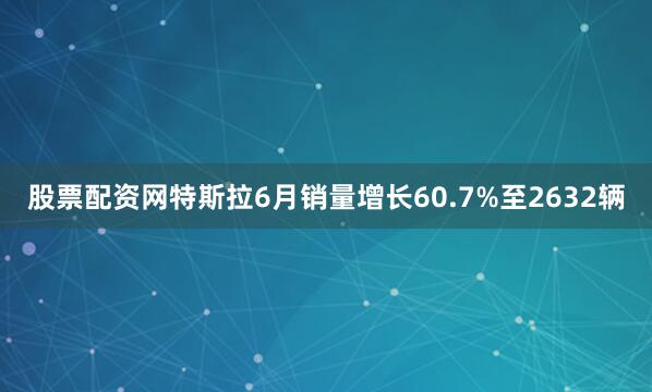 股票配资网特斯拉6月销量增长60.7%至2632辆