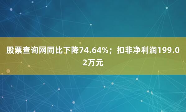股票查询网同比下降74.64%；扣非净利润199.02万元