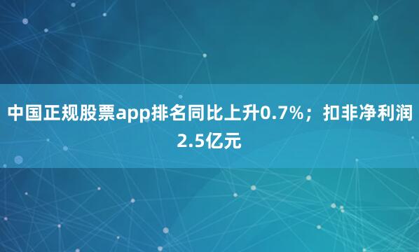 中国正规股票app排名同比上升0.7%；扣非净利润2.5亿元